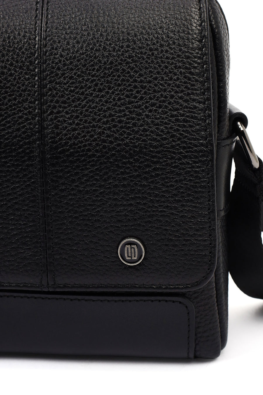 Male Black Leather Messenger Bag
