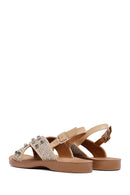 Women's Beige Stone Straw Sandals | Derimod