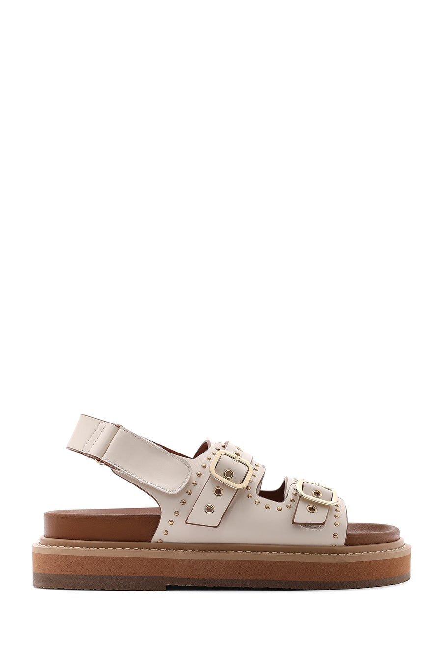 Women's Cream Buckled Thick Soled Sandals 26SFE400918 | Derimod