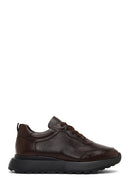 Men's Brown Lace-Up Thick-Soled Leather Sneaker | Derimod