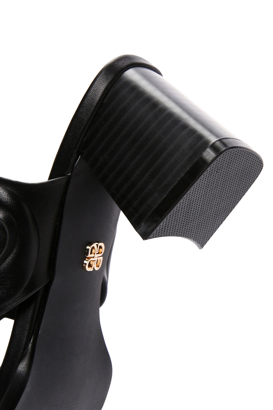 Women's Black Thick Heeled Slippers