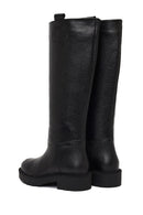 Women's Black Thick-Soled Leather Boot | Derimod