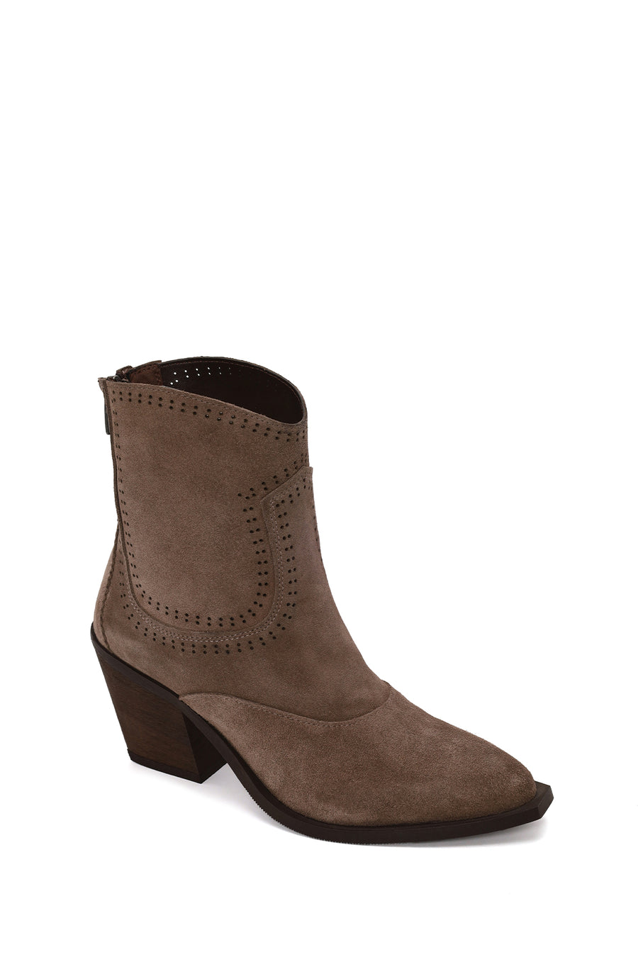 Woman Mink Zip Closure Thick-Heeled Suede Boots