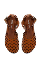 Woman Tan Ankle-Buckle Leather Bodrum Sandal | Derimod