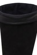 Woman Black Thick-Heeled Suede Boots | Derimod