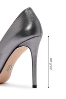 Women's Anthracite Thin Heel Metallic Leather Stiletto | Derimod