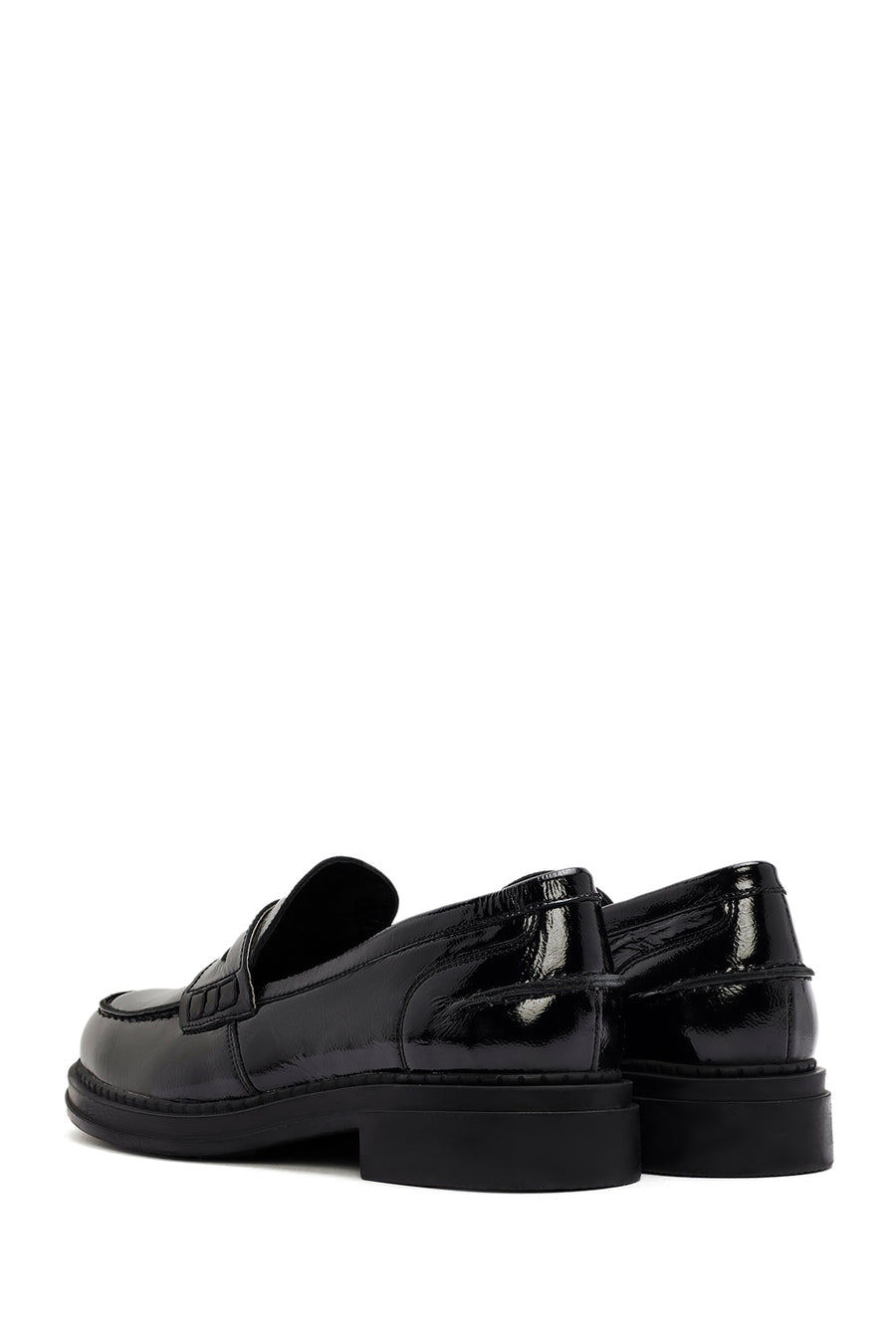 Women's Black Patent Leather Masculine Loafer