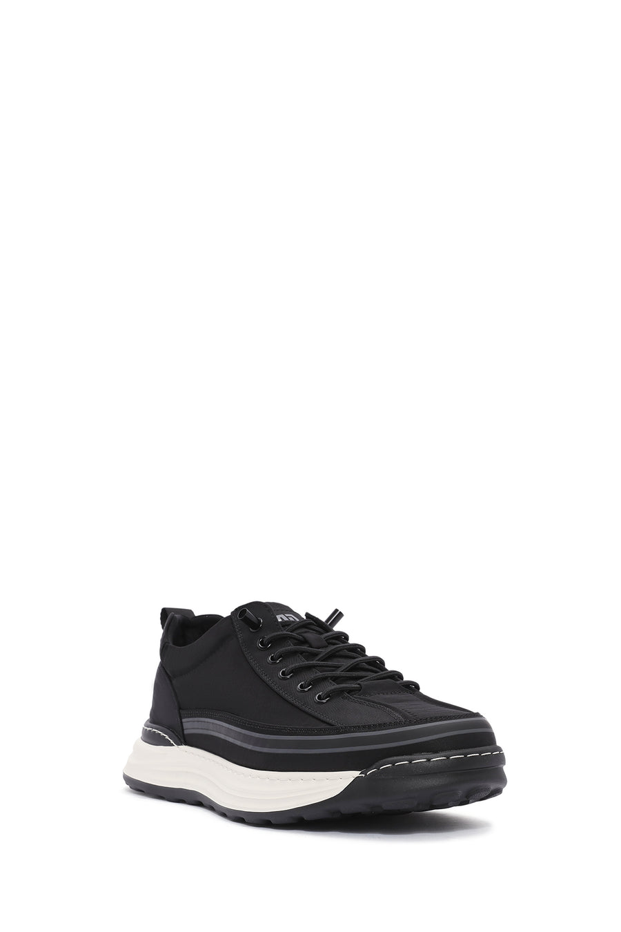 Erkek Siyah Bağcıklı Kumaş Sneaker