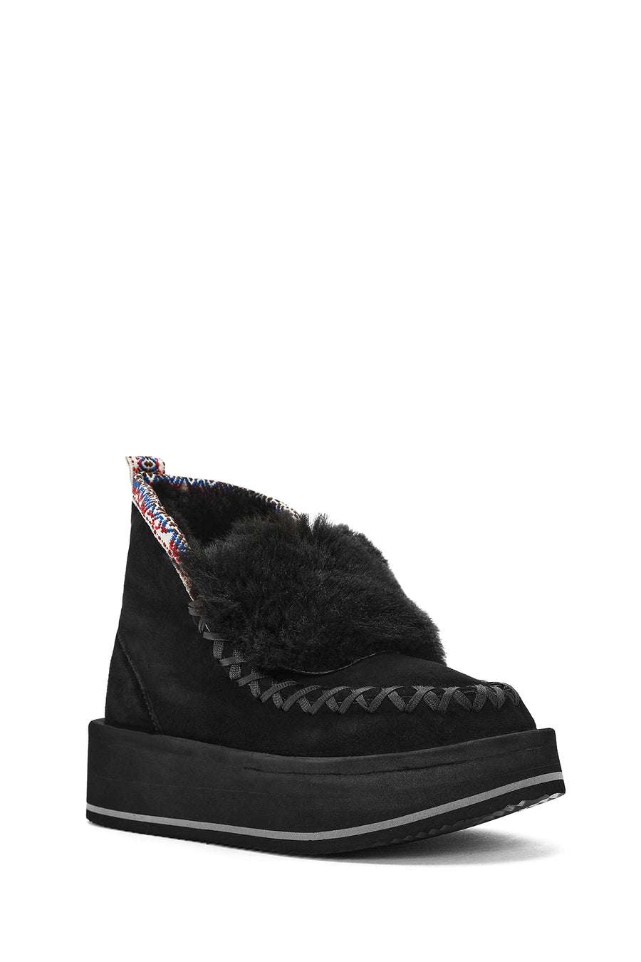 Women's Black Thick-Soled Fur Suede Leather Boots