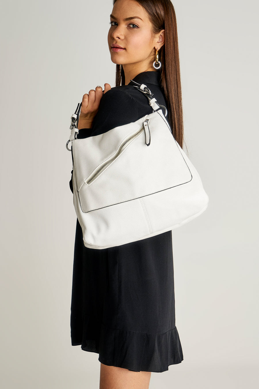 Women's Shoulder Bag with Zipper Detail