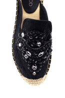 Women's Black Stone Espadrille Slippers | Derimod