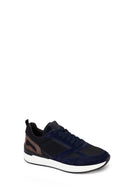 Male Navy Lace-up Leather Casual Sneaker | Derimod