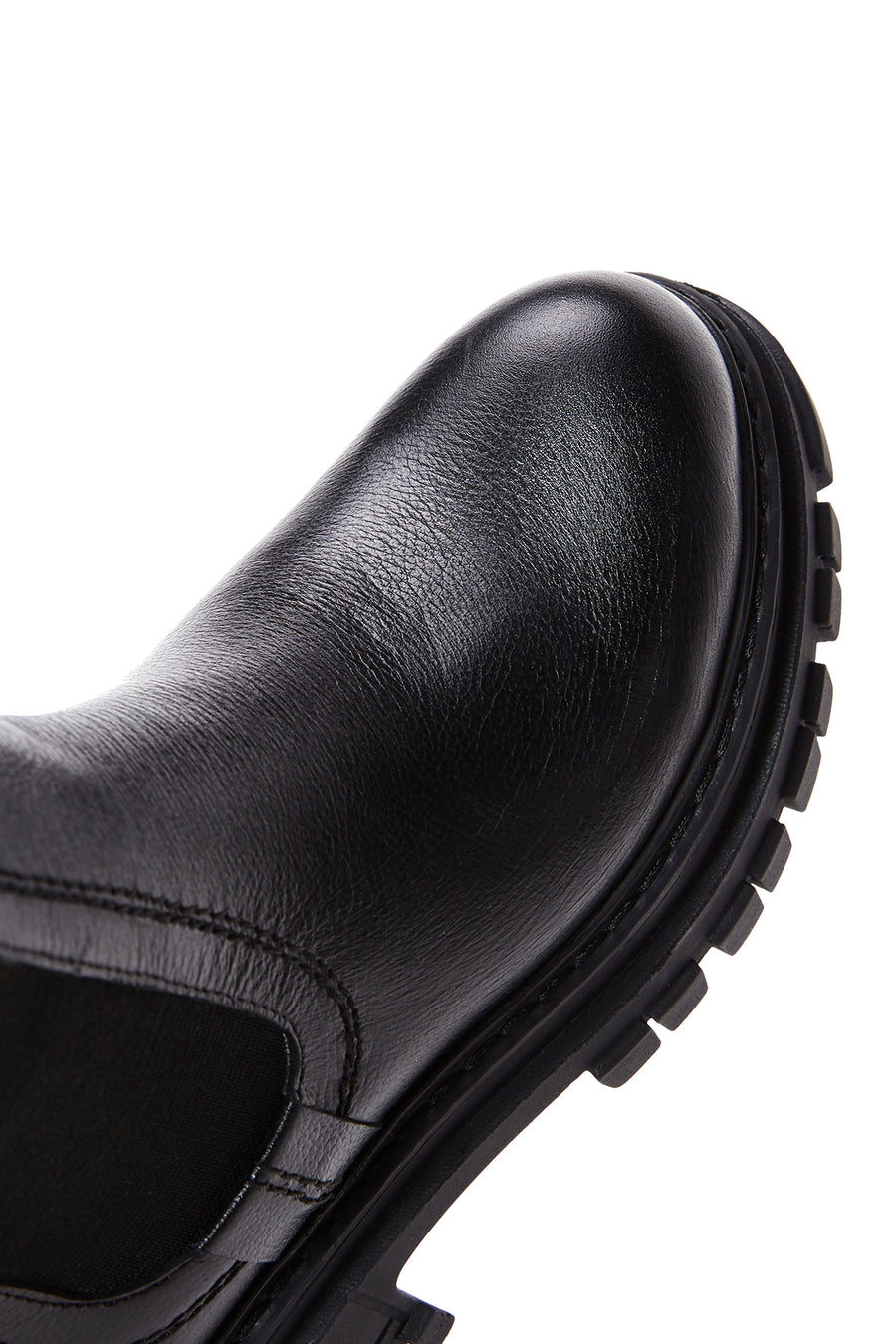 Women's Black Thick Heeled Leather Chelsea Boots