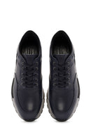 Men's Navy Blue Lace-up Leather Casual Sneaker | Derimod