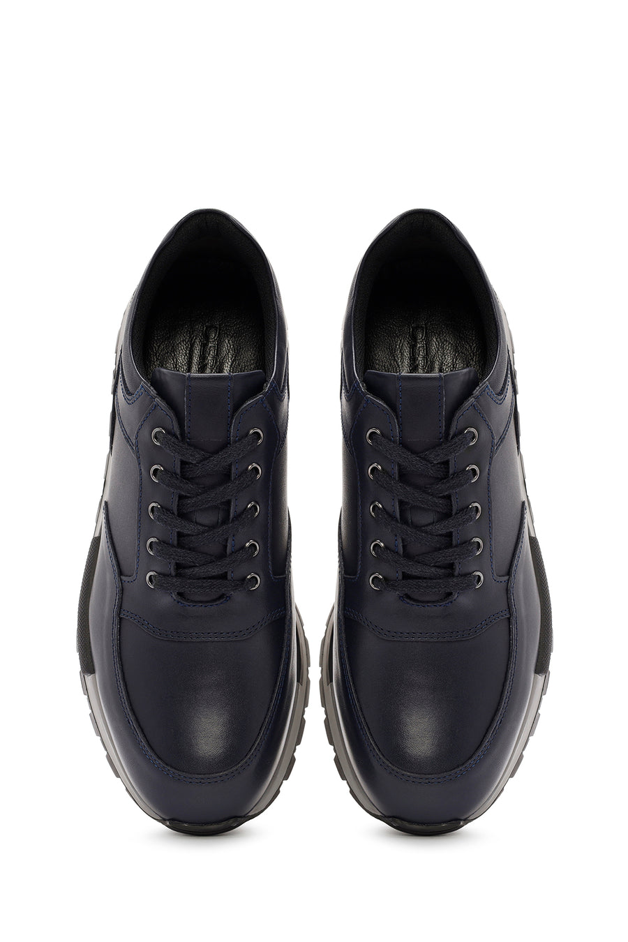 Men's Navy Blue Lace-up Leather Casual Sneaker