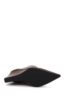Woman Brown Zip Closure Wedge-Heel Boots | Derimod