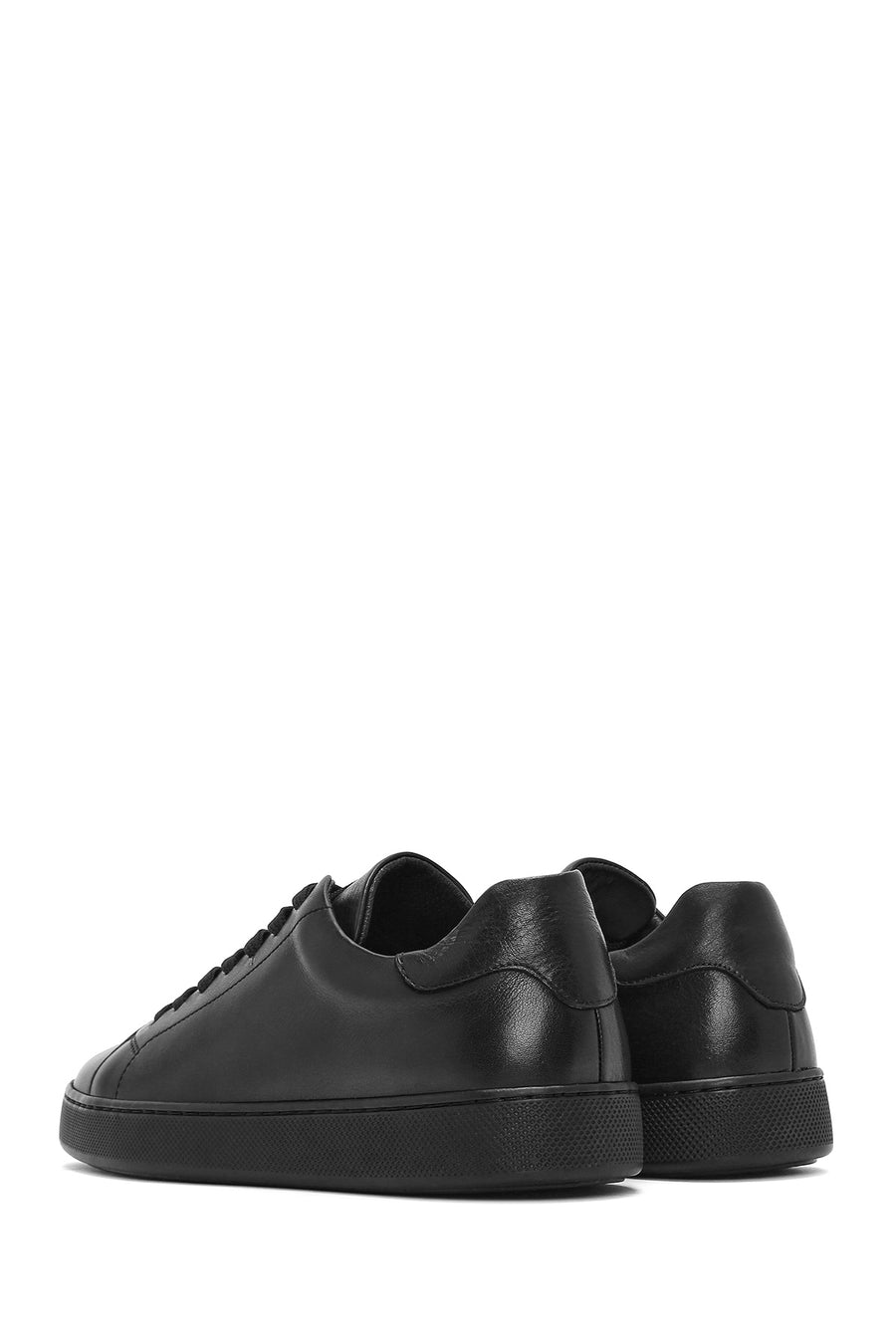 Men's Black Lace-up Leather Sneaker