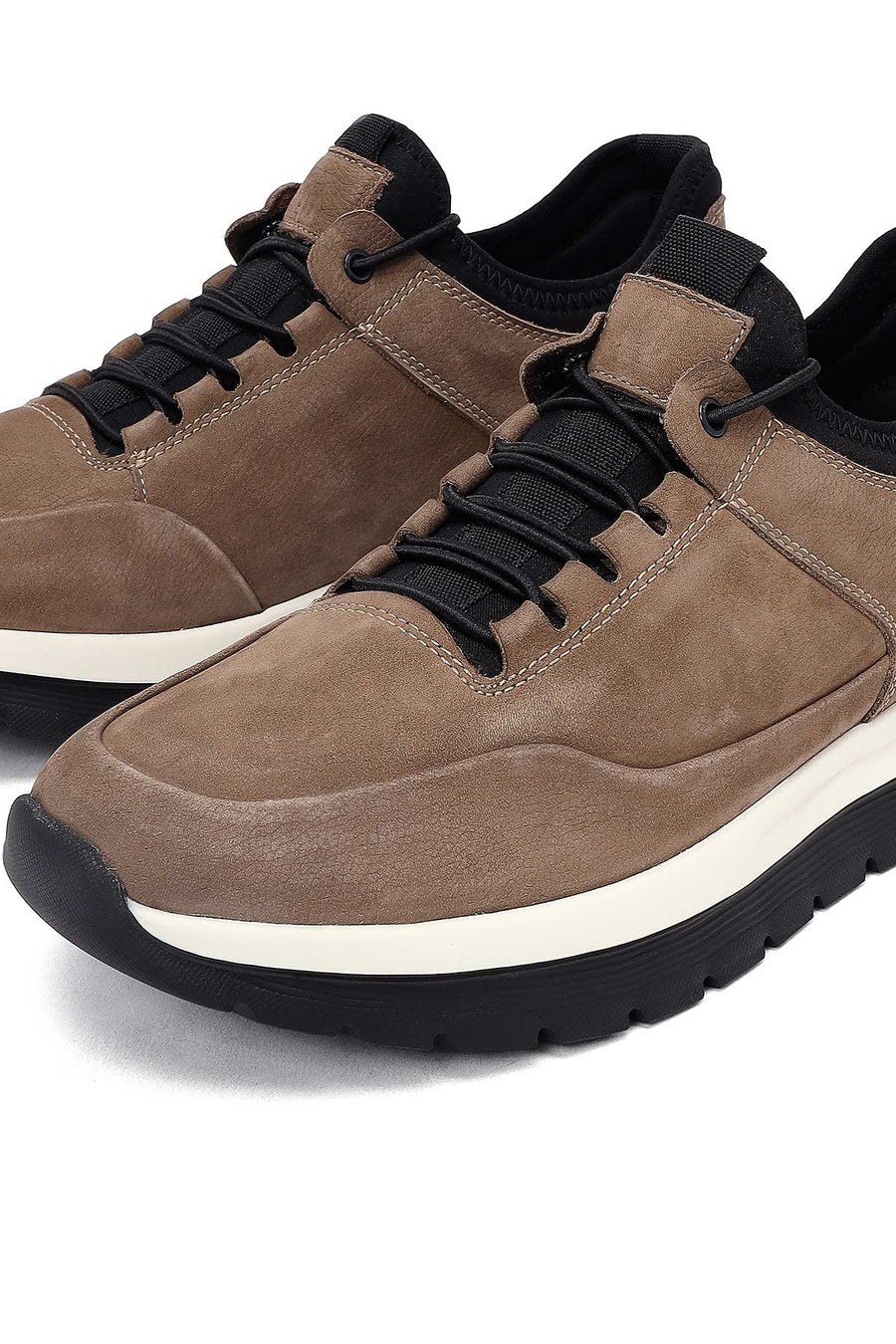 Male Mink Lace-up Thick-soled Nubuck Leather Casual Sneaker