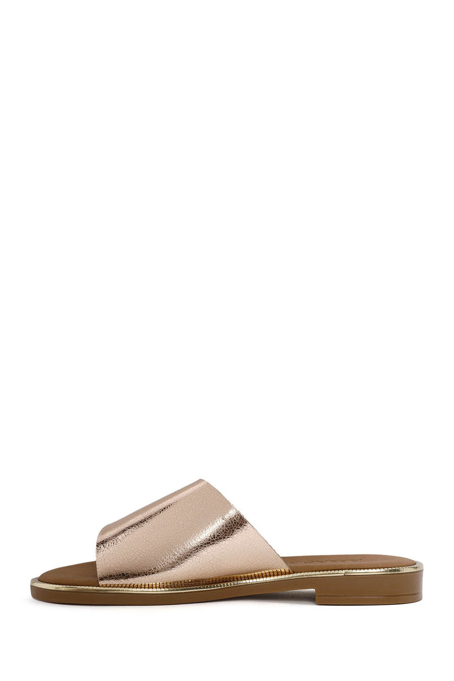 Women's Pink Metallic Leather Slippers