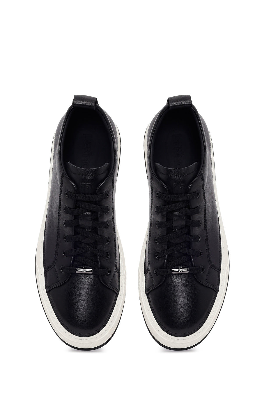 Erkek Siyah Bağcıklı Deri Sneaker