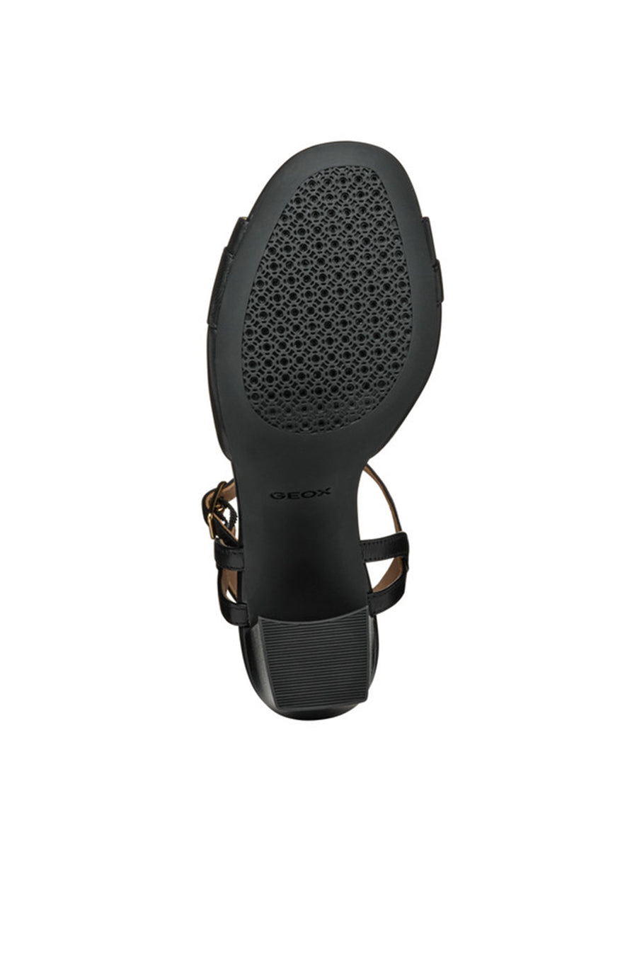 Geox Women Black D New Eraklia 80 Ankle Buckle Thick Heel Leather Sandal