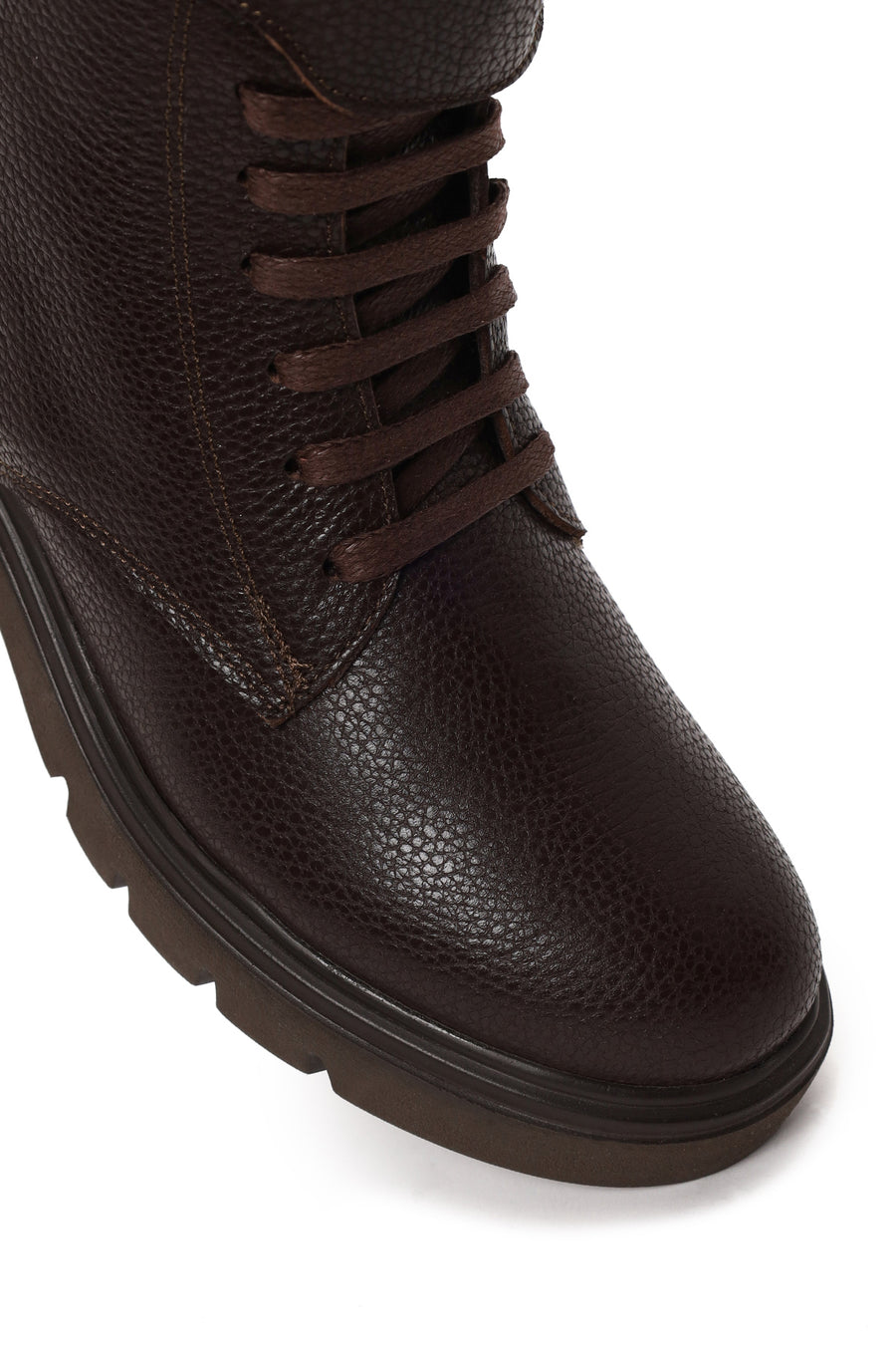 Kadın Kahverengi Fermuarlı Kalın Topuklu Deri Postal Bot