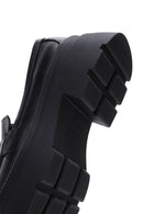 Women's Black Leather Thick Soled Masculine Loafer | Derimod