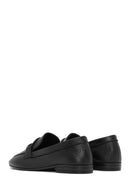 Women's Black Leather Masculine Loafer | Derimod
