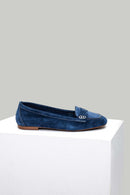 Blue Suede Women's Leather Loafer | Derimod