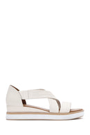 Women's Cream Thick Soled Leather Sandals | Derimod