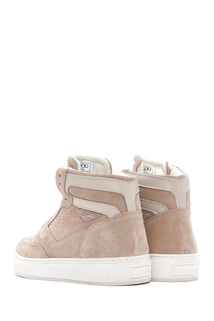 Women's Beige Suede Leather High Top Sneaker