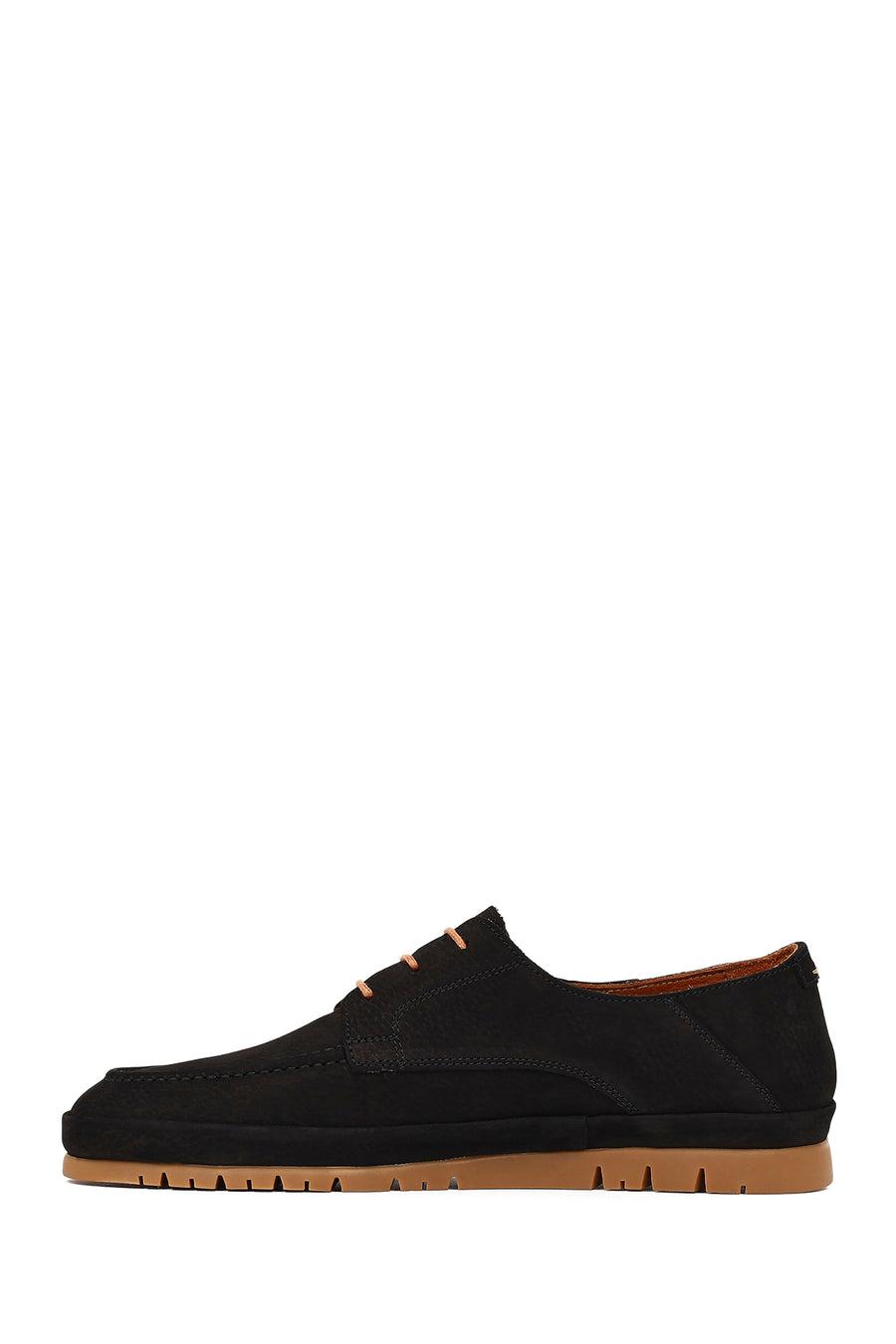 Men's Black Lace-Up Nubuck Leather Casual Shoes