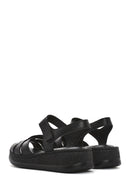 Women's Black Ankle Strap Chunky Sole Leather Comfort Sandals | Derimod