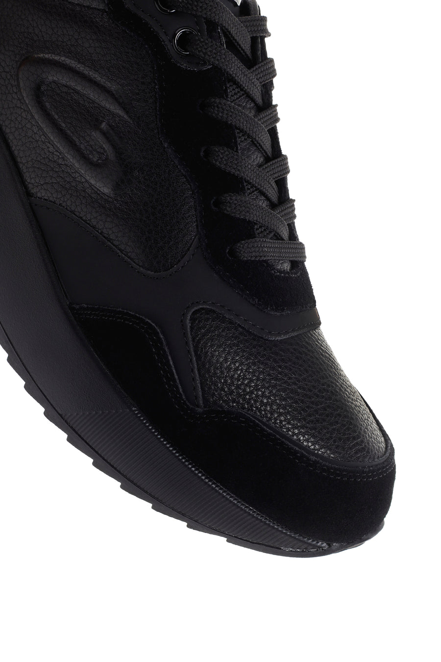 Alberto Guardiani Men's Black Winner Thick Soled Leather Sneaker
