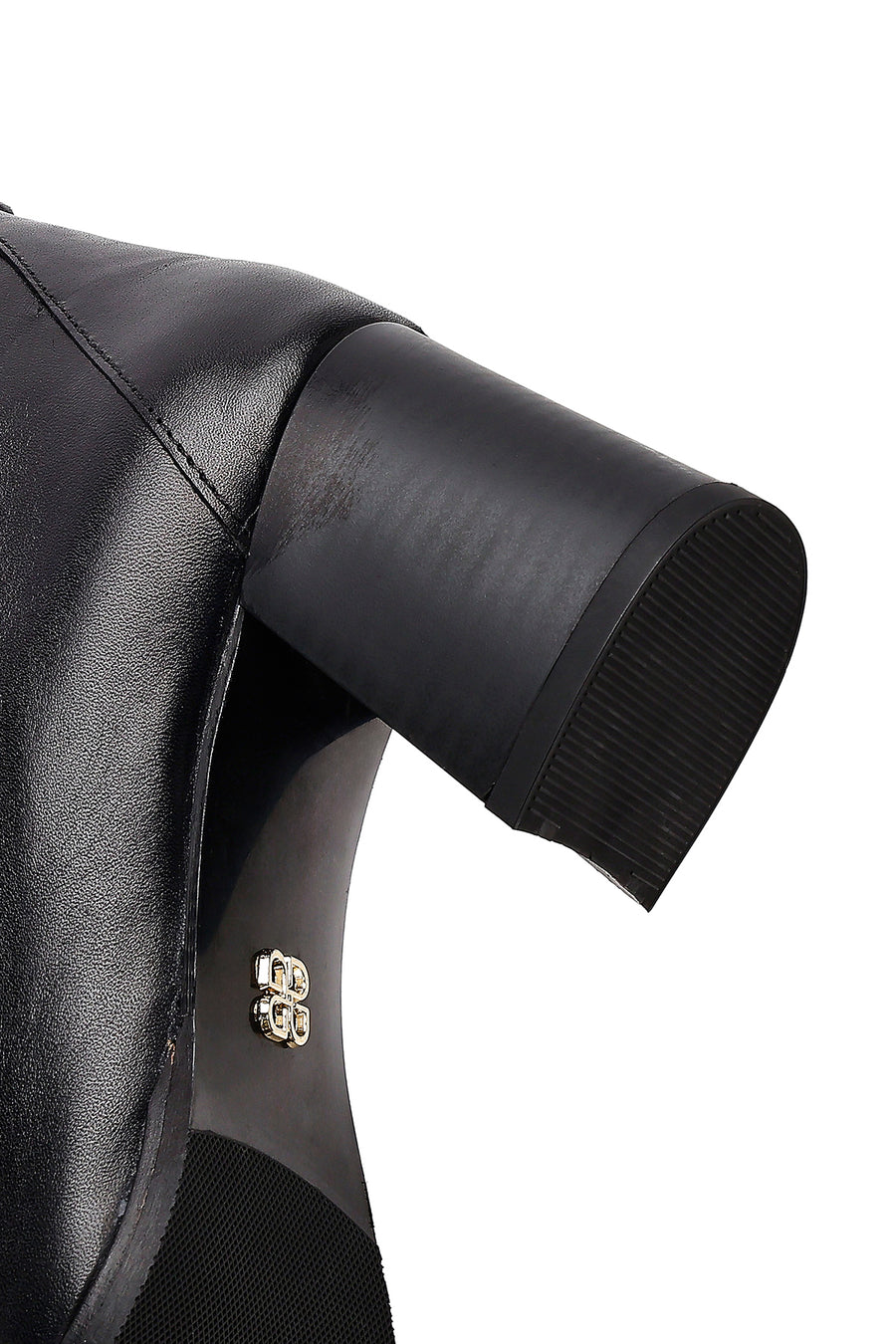 Women's Black Thick Heel Leather Boots
