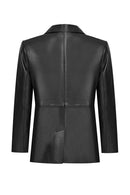 Karla Women's Black Belt Detailed Leather Jacket | Derimod