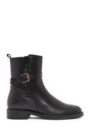 Women's Black Zippered Buckle Detailed Leather Boots | Derimod