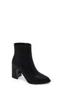 Woman Black Chunky Heeled Zip Closure Leather Boots | Derimod