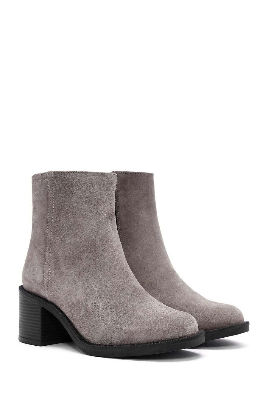 Women's Mink Zippered Thick Heel Suede Leather Boots