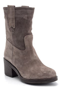 Women's Suede Leather Heeled Boots | Derimod