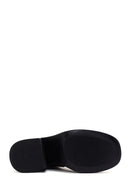 Women's Black Patent Leather Zippered Casual Heeled Boots | Derimod