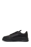 Male Black Lace-Up Thick-Soled Leather Sneaker | Derimod