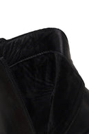 Woman Black Zip Closure Short Thick-heeled Leather Boots | Derimod