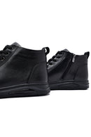 Male Black Zip Closure Leather Sport Boots | Derimod