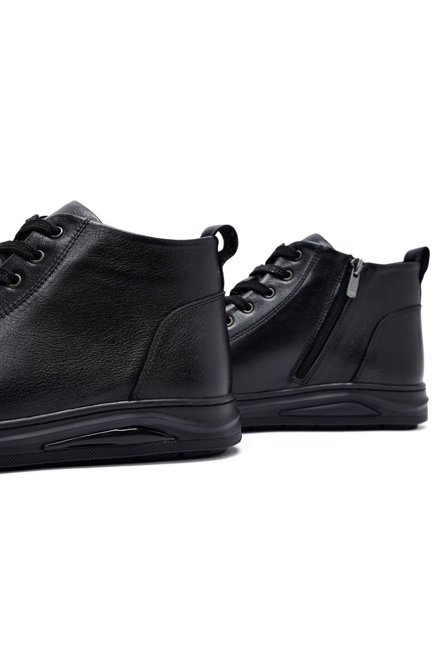 Male Black Zip Closure Leather Sport Boots