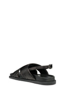 Geox Women's Black D Adelash E - Shi.Goat Lea Knitted Leather Sandals | Derimod
