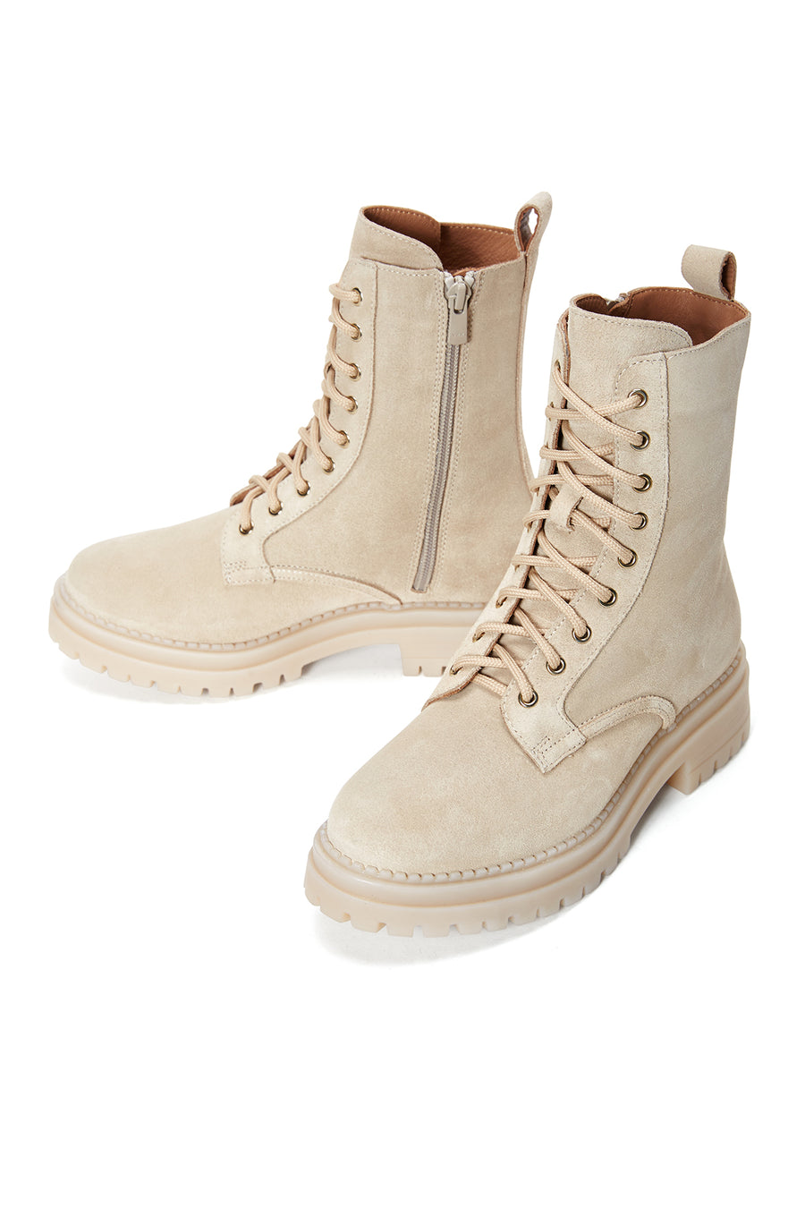 Women's Beige Suede Leather Boots