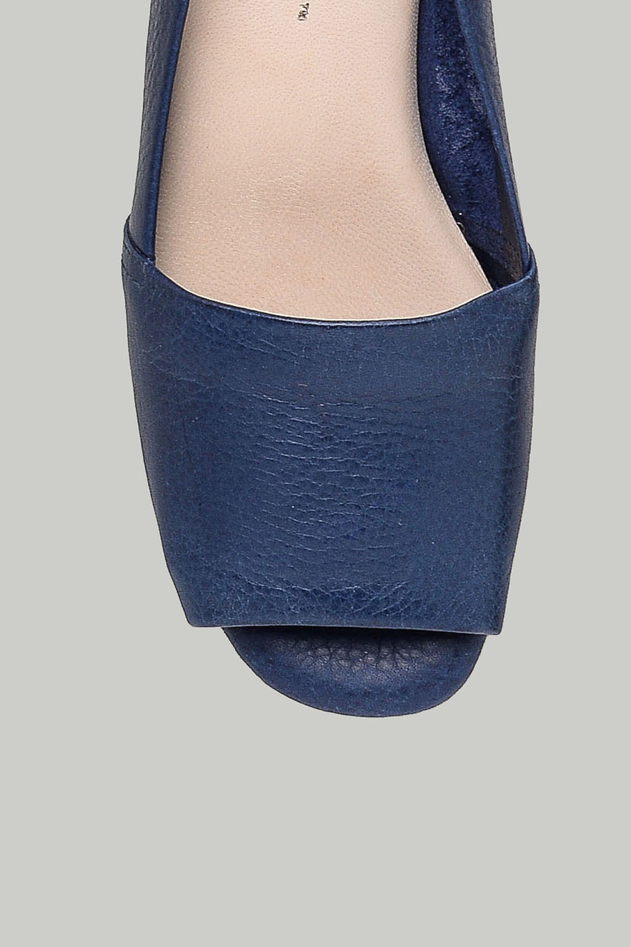 Blue Women's Leather Shoes with Wedge Heels