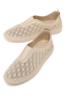Woman Cream Patterned Leather Comfort Shoes | Derimod