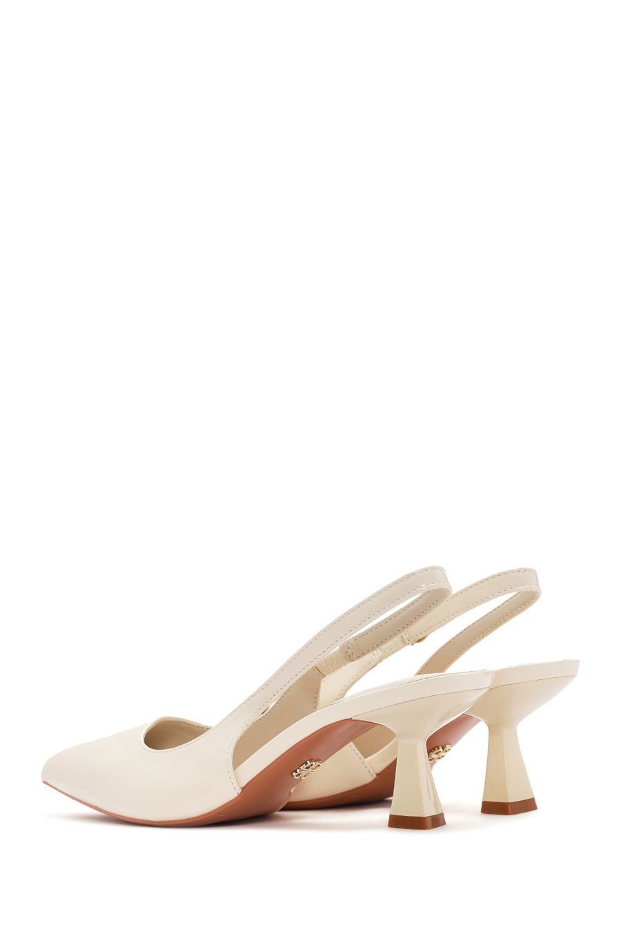 Women's Cream Open Back Thin Heeled Shoes